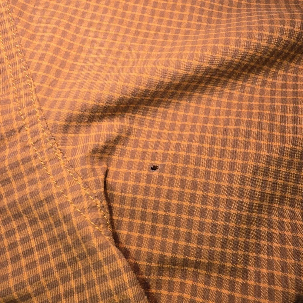 The North Face Hiking Camp Shirt Men's L Orange Plaid Button Up‎ Outdoor EUC